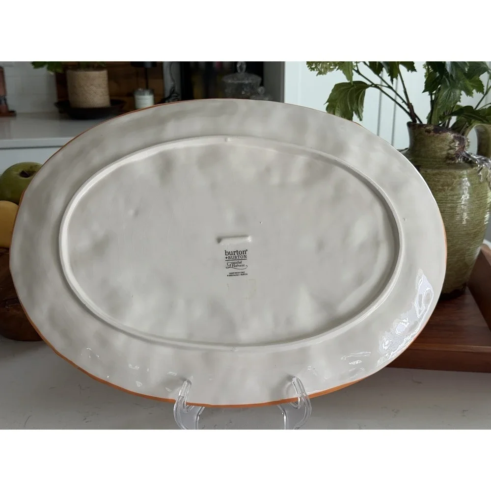 Burton + Burton Grateful Harvest Pumpkin Oval Serving Platter 18